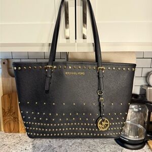 Michael Kors Black Studded Tote Bag